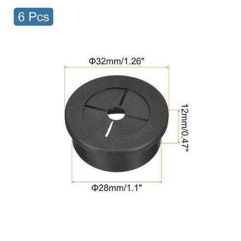 uxcell 6 Pcs Cable Cord Grommet, 1-1/8 Inch Desk Grommet, Flexible Rubber Wire Hole Cover Black