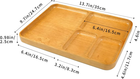 Oebberru 4 14x10x1'', Desk Drawer Organizer Tray Wooden Valet Trinket Catch All Key Nightstand Tray with Deep Dividers