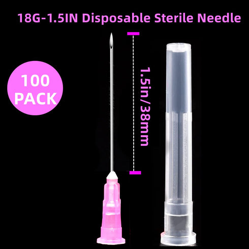 18Ga 1 1/2 Inch/38mm Sterile Lab Supplies, Pack of 100