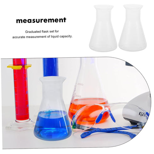 6pcs Graduated Laboratory Flask Set, 100ml Plastic Conical Erlenmeyer Flask for Chemistry Experiments