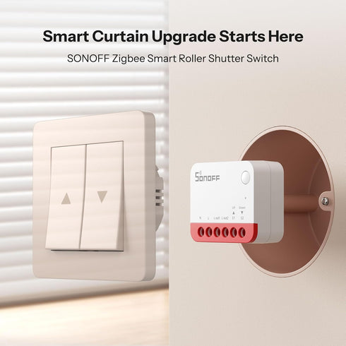 1-Pack SONOFF Zigbee Smart Roller Shutter Switch, MINI-ZBRBS, Mini Size, Percentage Control, Zigbee Repeater