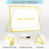 Magnetic Dry Erase White Board, 16" x 12" Double-Sided with Golden Aluminum Frame, Portable Small Set