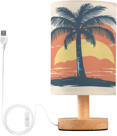 MNSRUU Night Stand Light Lamp Palm Tree Bedside Table Lamp with USB