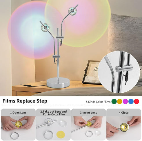 Sunset 2 360 Lamp Projector, Head Rotation Aura Light LED Table Lamp, Mood Lighting for Bedroom, Dorm, Photography