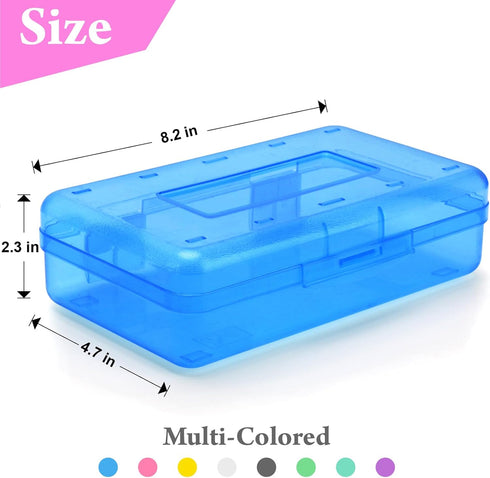 Plastic Translucent Pencil Box, Snap-Tight Lid Pencil Case for School and Office Supplies, 1 Pack, Standard Size