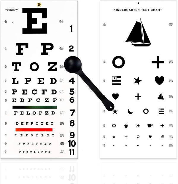 EMI OCC-WSK 3 Piece Set - Occluder Plus Snellen and Kindergarten/Children Eye Vision Exam Test Charts