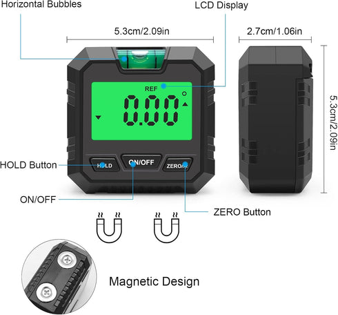 Hancaner Digital Angle Finder with LCD Display, Electronic Level and Angle Gauge, Magnetic Base