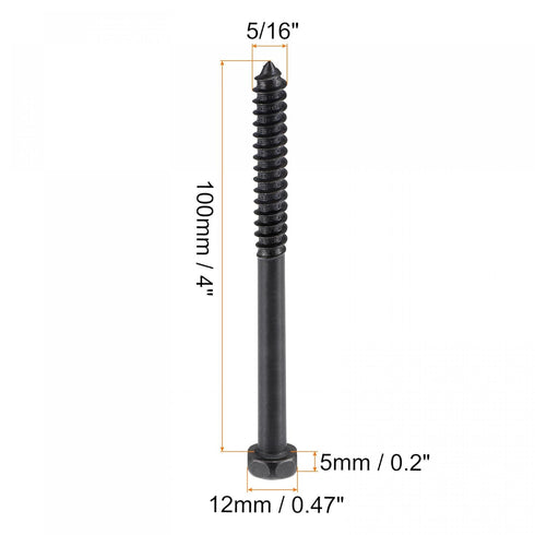 uxcell Hex Lag Screws 5/16" x 4" Carbon Steel Phillips Head Half Thread Self-Tapping Bolts for Deck Building or Joining Lumber 10pcs