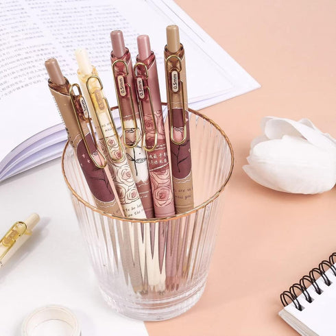 Quick Dry Ink Pens, Kawaii Ballpoint Pens, Retractable Gel Pen, 0.5mm Fine Point Black Ink for School Office Home, Pack