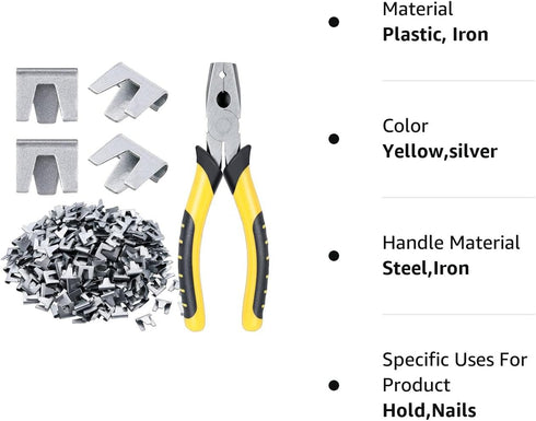 300 Pieces Wire Cage Clips with 1 Piece Wire Cage Buckle Snap Plier for Chicken Pet Dog Cat Cage (Silver, Black, Yellow)