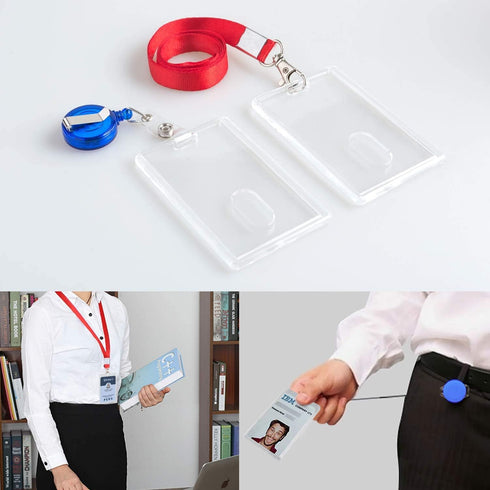 Vetoo 3 Pack Heavy Duty ID Badge Holders, Clear, Vertical, Durable for Factories, Offices, Schools