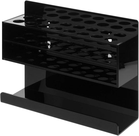 MyGift Wall Mounted Premium Black Acrylic Dry Erase Marker Holder with 16 Slots for Marker Pens and Eraser Storage Tray