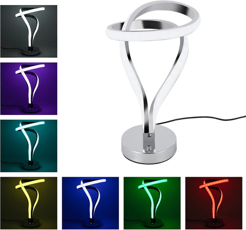 11.8inch-Unique 7 10W OUKANING LED Spiral Table Lamp, RGB Bedside Lamp, Colors Touch Changing Color Nightstand Lamp