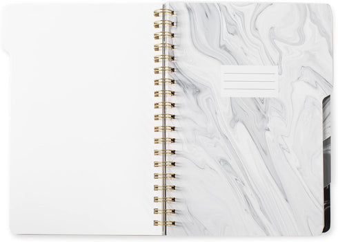 Fringe Studio Large Tab Notebook, Marble Gray, 180 Lined Pages, Flexible Paperback Cover, 5 Subject/Die-Cut Dividers