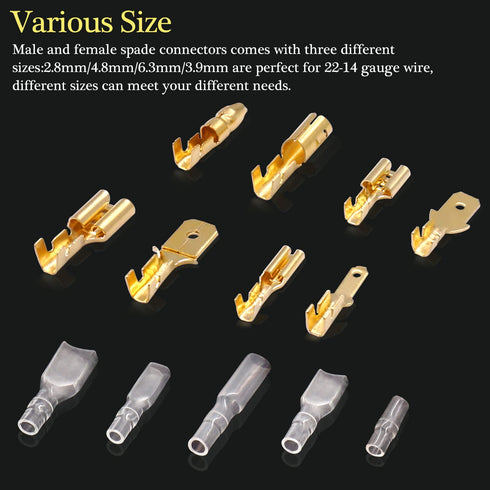 Twidec 640Pcs Quick Splice Male and Female Wire Spade Connector Crimp Terminal & Bullet Connectors Terminals Crimp