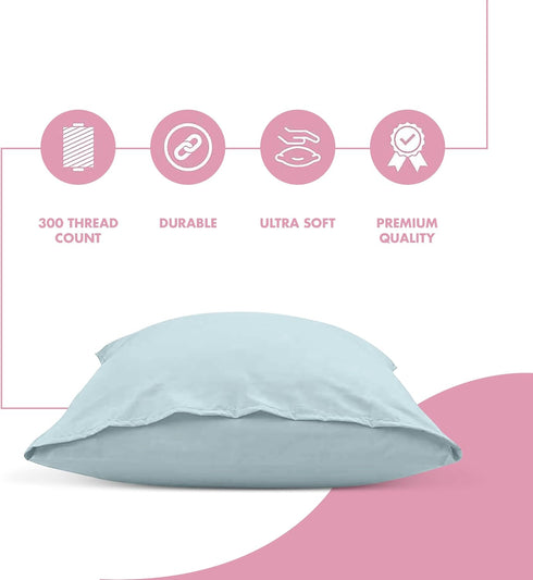 Circles Home Premium Sateen Pillow Envelope, 300TC, Standard Size, Blue