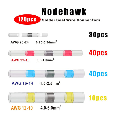 120 Pcs Solder Seal Wire Connectors, Electrical Connectors Heat Shrink Wire Connectors for Marine Automotive Wiring
