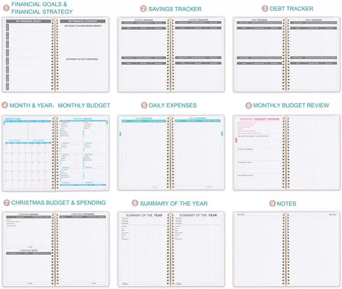 Budget Planner - Monthly Finance Organizer with Expense Tracker Notebook, A5, Rose, 1 Year Use
