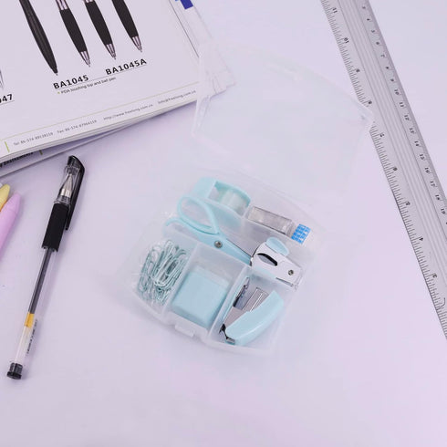 Mini School Supply Kits - Mini Office Supply Kits with Mini Stapler, Scissors, Tape Dispenser & More (Blue)