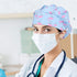 SATINIOR 6 Pieces Printed Bouffant Caps with Buttons, Elastic Turban Surgical Hats for Nursing and Working