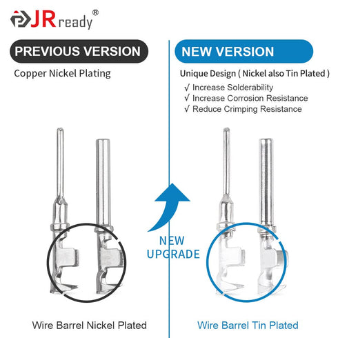 JRready Deutsch Connector Pins and Sockets Stamped Contacts Size 20 - ST6256 Professional Male Pins 1060-20-0122/Female Sockets 1062-20-0122 Open Barrel Style Terminals Wire Gauge 16-22 AWG, 50 Pairs