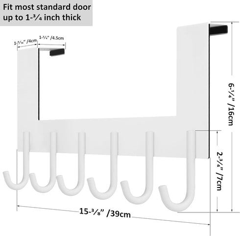 WEBI Over The Door Hook - Towel Rack and Coat Hanger for Bathroom, 2 Packs, White