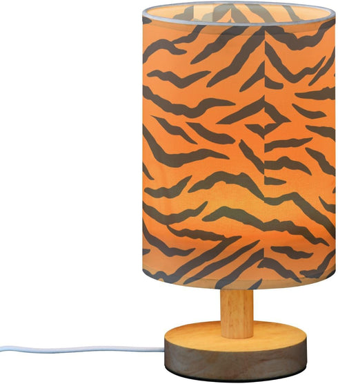ALAZA Bedside Table Lamp for Bedroom Animal Print Stripe Nightstand LED Light Lamps with USB Port Linen Fabric Shade