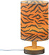 ALAZA Bedside Table Lamp for Bedroom Animal Print Stripe Nightstand LED Light Lamps with USB Port Linen Fabric Shade