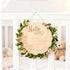 6PCS Hello World Wooden Birth Announcement Disc, Premium Birch Wood Round Plaque with Deep Etched Lettering, Newborn