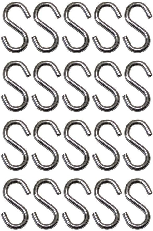 S Hook - Marine Grade 316 Stainless Steel, 1.56" Long, 5/32" Thick Metal Hook for Hanging and Utility Use (20)