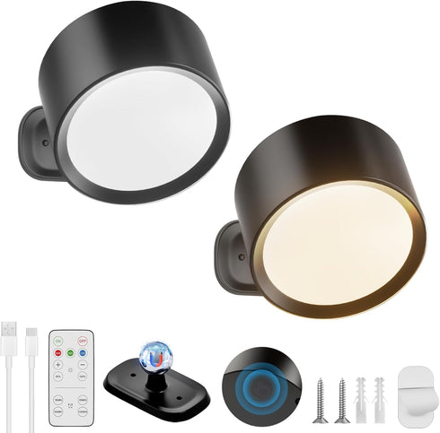 Rechargeable Wall Lights, Battery Operated Wall Light, 3 Color&10 Dimmable LED Wall