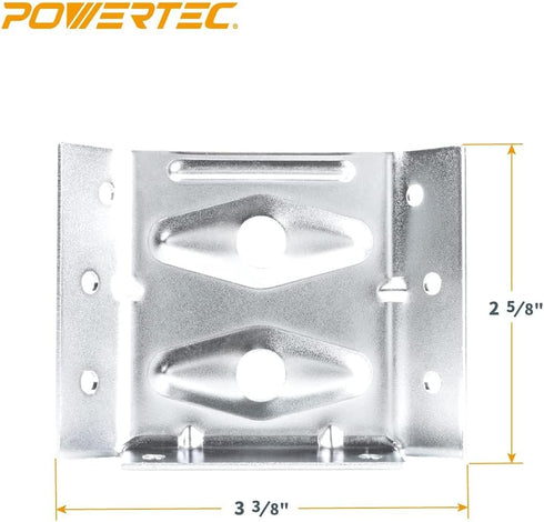 4PK (71428) POWERTEC Surface Mount Corner Brackets w/Mounting Hardware, Corner Braces for Desk Legs/Coffee Table/Dining