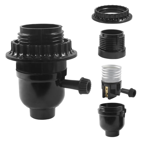 Aoserge E26 Light Socket with Lamp Shade Ring - Aluminum Medium Base Lamp