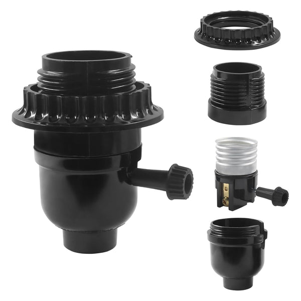 Aoserge E26 Light Socket with Lamp Shade Ring - Aluminum Medium Base Lamp