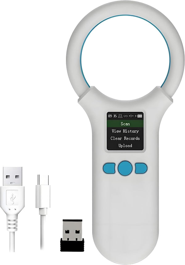 Rabitpos Pet Microchip Scanner, Bluetooth Animal Tags Reader with 1.44'' TFT Display Screen,