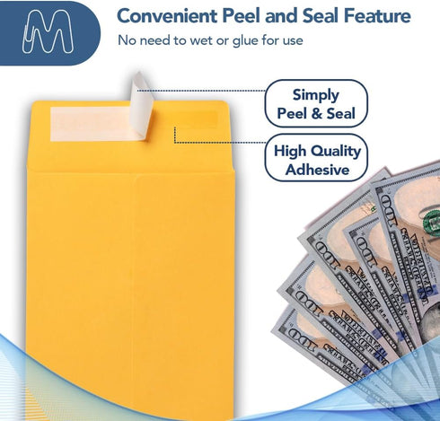 MOS #7 Coin Envelopes - 3-1/2" x 6-1/2" Gold Self-Seal Coin Envelopes #7 (550 Count) for Budgeting and Savings