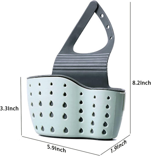 YYaaloa Sink Basket Strainers, Corner Sponge Caddy for Kitchen Sink Storage Holder (Style 2 - Sage Green and Gray)