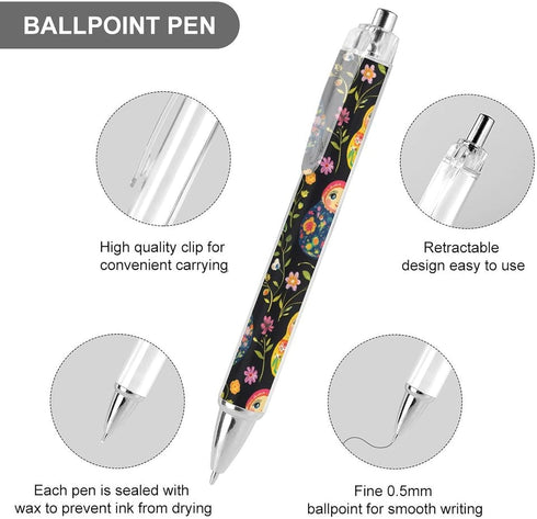Generic 1 Russian Nesting Dolls Flowers Funny Retractable Ballpoint Pen Black Ink Smooth Writing Pens Personalized
