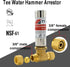 Stainless Steel Water Hammer Arrestor, 3/8" Male Compression and 3/8" Female Compression for Dishwasher and Toilet