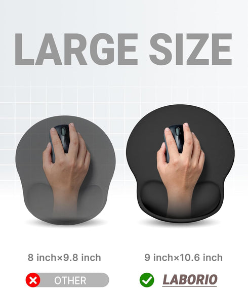 Laborio Mousepad(10.6'' 9''), Ergonomic Mouse Pad with Wrist Rest, Large x Wrist Support Mouse Mat with Non-Slip Base