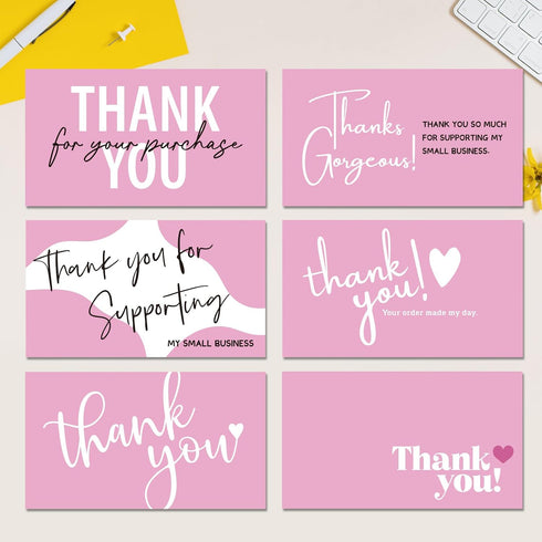 BLSUREFYX 240pcs Thank You Cards for Small Business 2x3.5In Pink Customer Appreciation Note