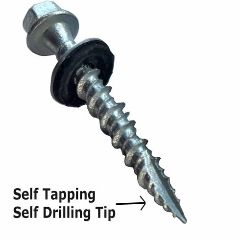 Metal Roofing Screws - #10 x 1.5” – Self Tapping Hex Head with EPDM Rubber Washer for Metal to Wood, Sheds (100)