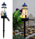 YZYOE Solar Blue and White Small Lighthouse Atmosphere Lights, Garden and Courtyard Decoration