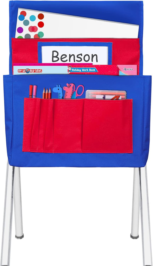Godery Chairback Buddy Pocket Chart, Storage Canvas Seatback Organizer for Home, Classroom, Red