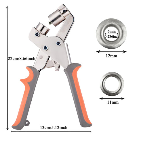 Grommet Tool Kit, 1/4 Inch Eyelet Press Pliers with 500pcs Silver Grommets