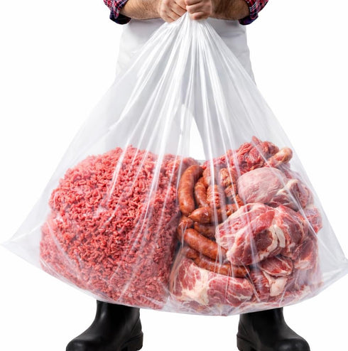 FAQQI 50 lb 10 Pack 4 24 16 23 Inch meat lug liners Mil Heavy Duty Meat Tub Liners, x x Bags for Meat Totes, Meat