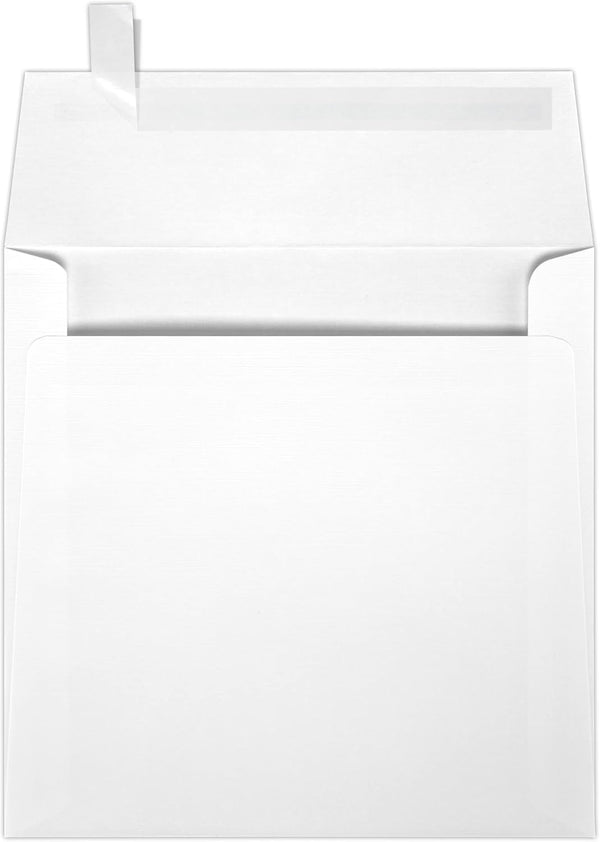 LUXPaper Square Invitation Envelopes, Peel & Press, 5 3/4" x 5 3/4", White Linen, 80lb, 50 Qty