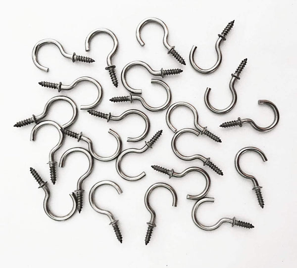 304 Stainless Steel Screw Ceiling Hooks - 7/8 Inch Screw-in Light Hooks for Outdoor and Indoor Use (40 PCS)