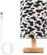YETTASBIN Cow Print Bedside Table Lamp, Small LED Desk Light USB Nightstand Lamp