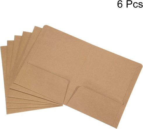 PATIKIL Two-Pocket Folders, 6 Pack A5 Size Letter Files, Portfolio Storage Organizer for Office Business, Brown